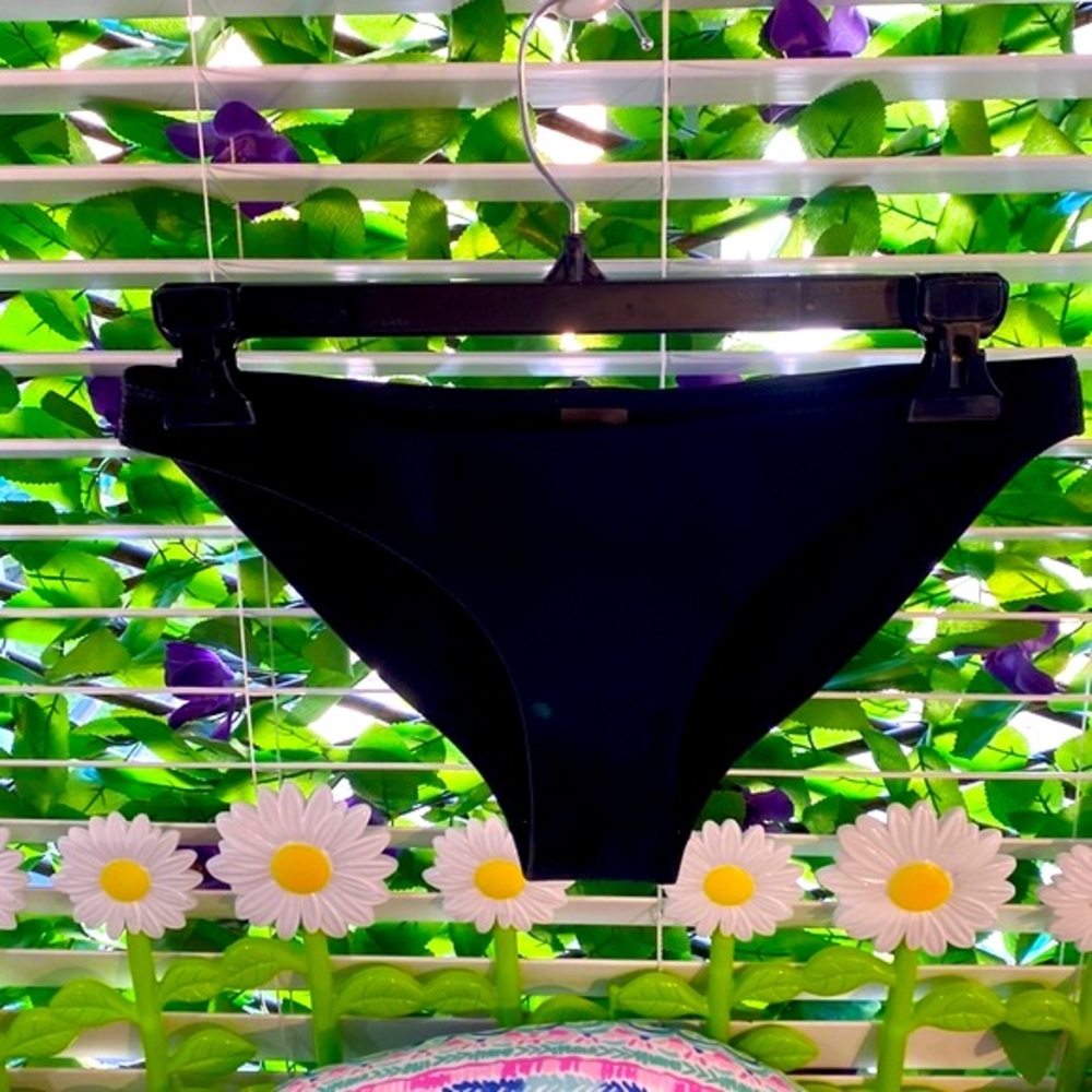 Black neoprene bikini swim bottoms